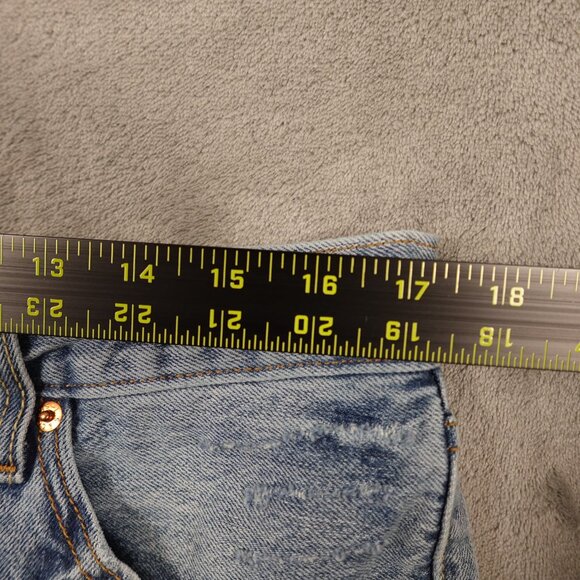Levi's 501 Cutoff denim shorts women's 33 blue button fly red tab 2 1/2" inseam - Picture 5 of 11